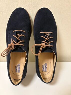 Samuel Hubbard Hubbard Free Derby Shoes Mens 9.5 W Navy Suede Oxford Comfort